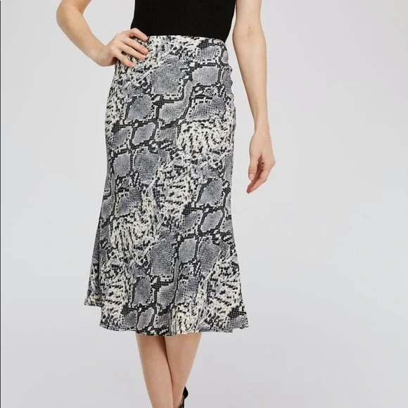 SNAKE-PRINT MIDI SKIRT - Picture 1 of 4